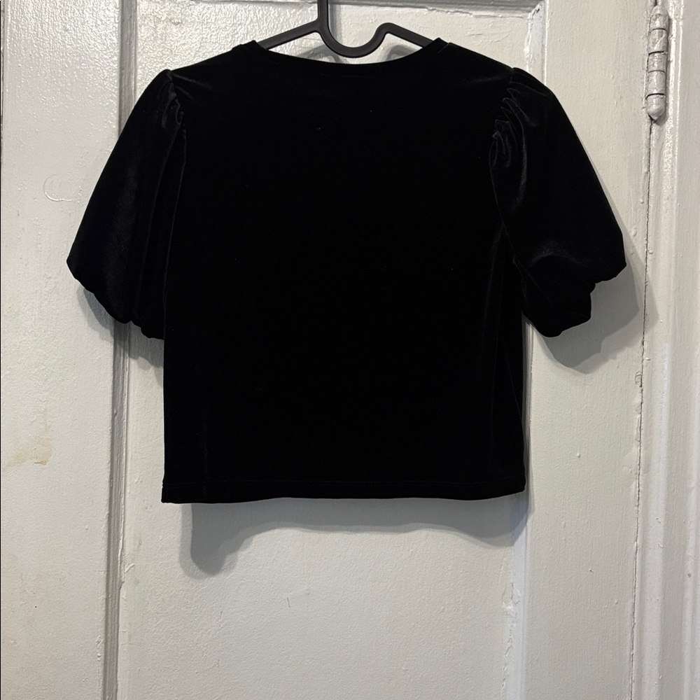 GAP Black Velvet Puff Sleeve Blouse - Picture 2 of 4